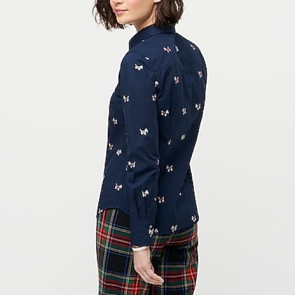 J.Crew Perfect Shirt in Scotty Dog Days Embroidery - Picture 3 of 4